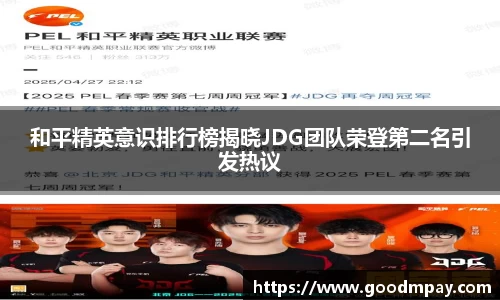 和平精英意识排行榜揭晓JDG团队荣登第二名引发热议